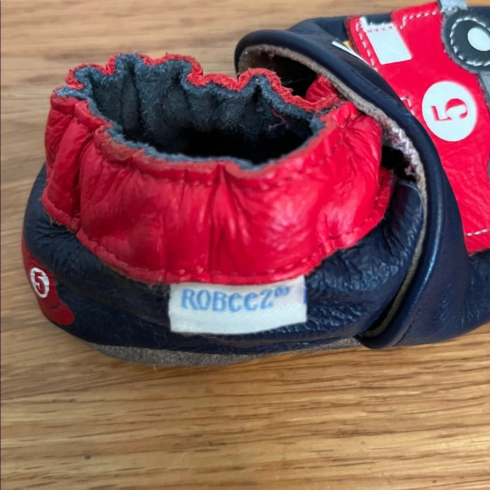Robeez Navy Baby Shoes with Fire Truck Design